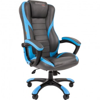 Игровое кресло CHAIRMAN GAME 22 экопремиум серый/голубой